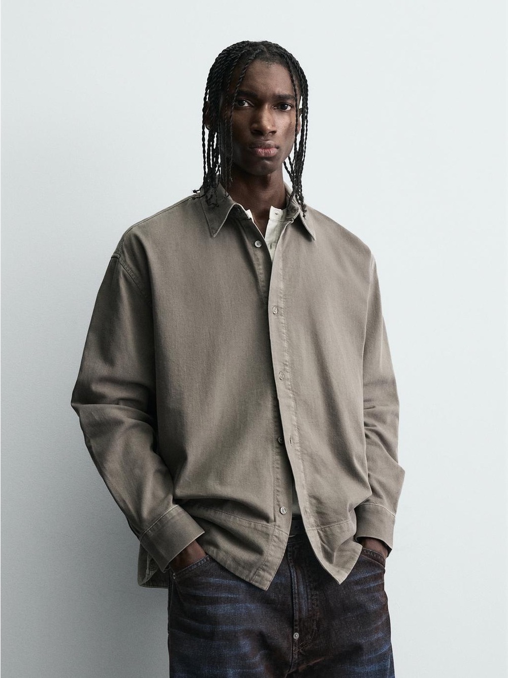 ZARA washed denim shirt